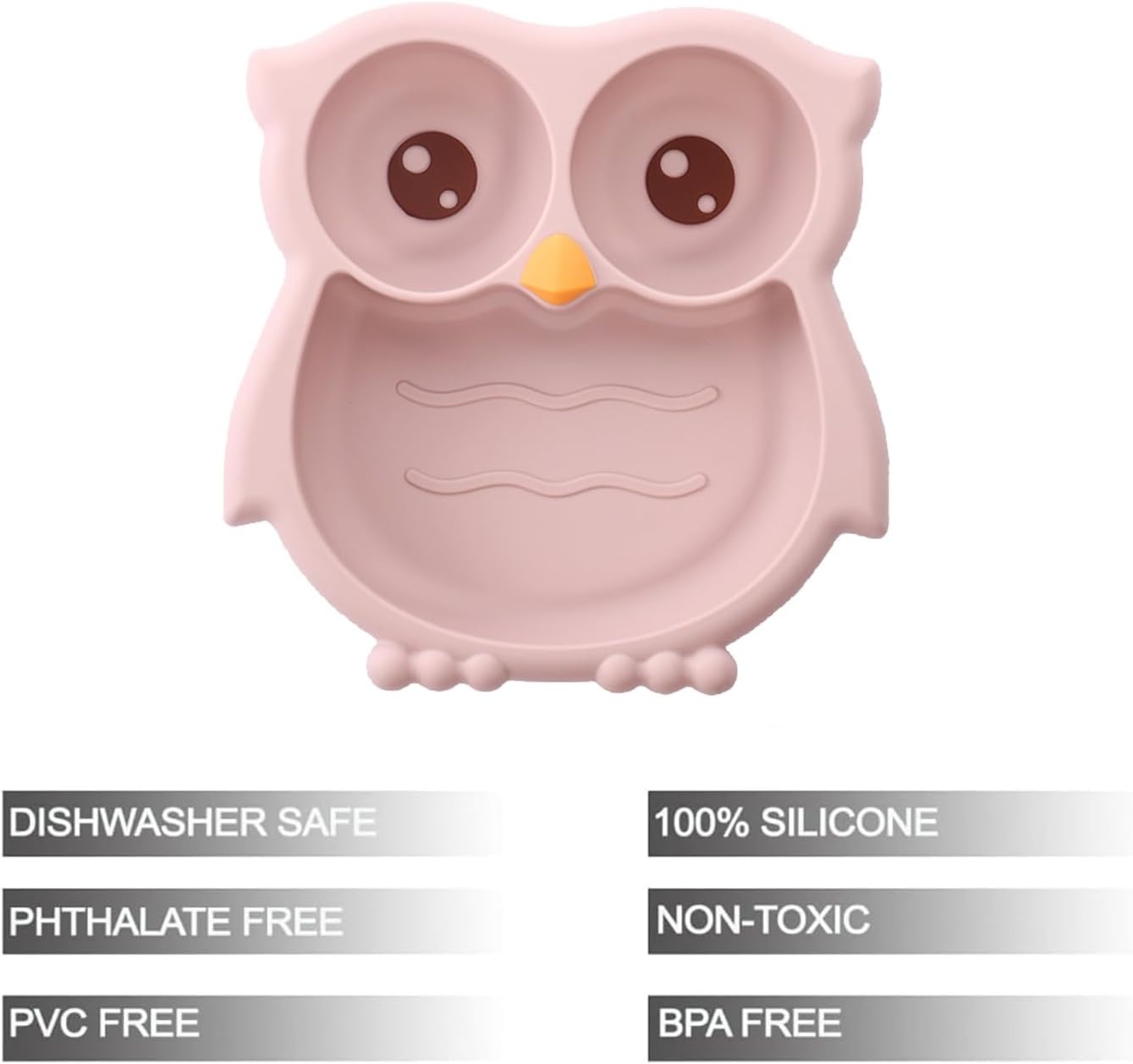 image:imagePandaEar Toddler Suction Plates Stay Put Divided Baby Plates Owl Shape BPAFree 100 FoodGrade Silicone Unbreakable Baby Plate Baby Feeding Supplies BluePink