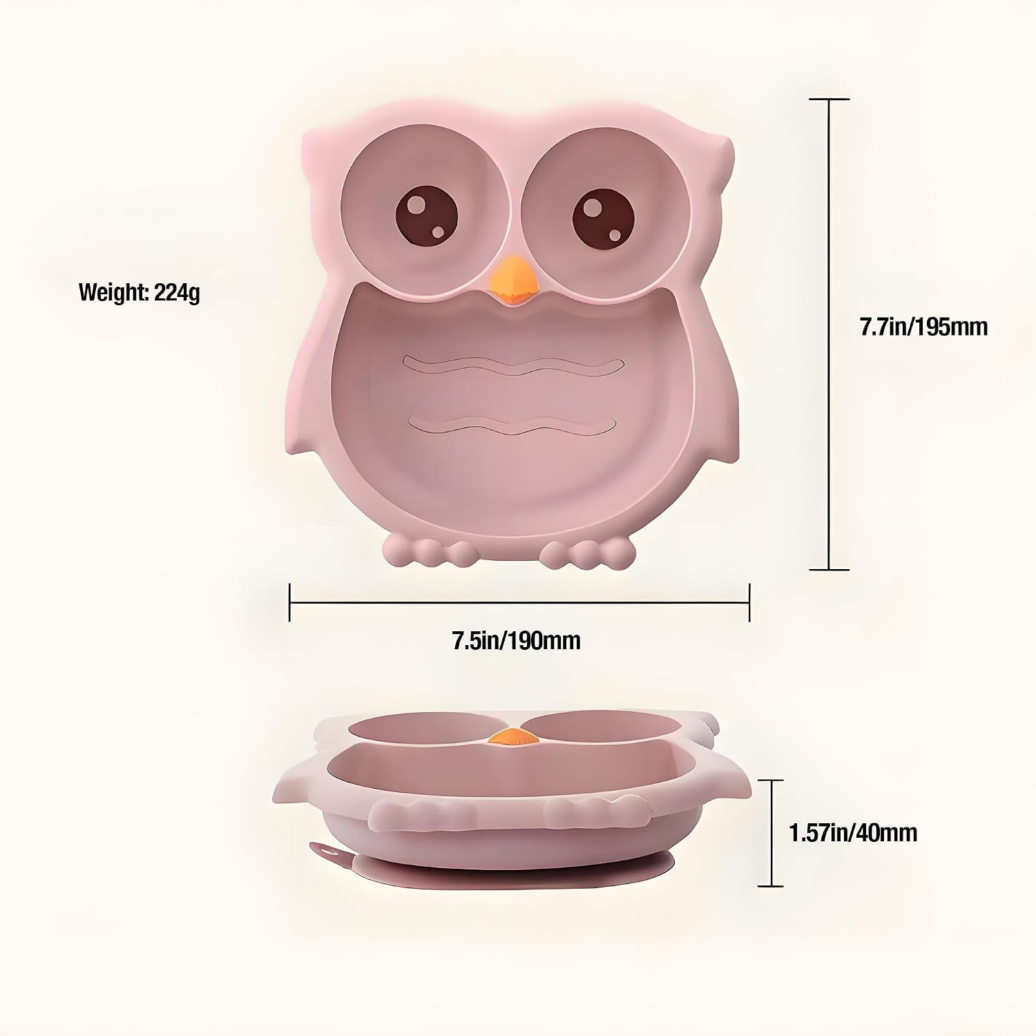 image:imagePandaEar Toddler Suction Plates Stay Put Divided Baby Plates Owl Shape BPAFree 100 FoodGrade Silicone Unbreakable Baby Plate Baby Feeding Supplies BluePink