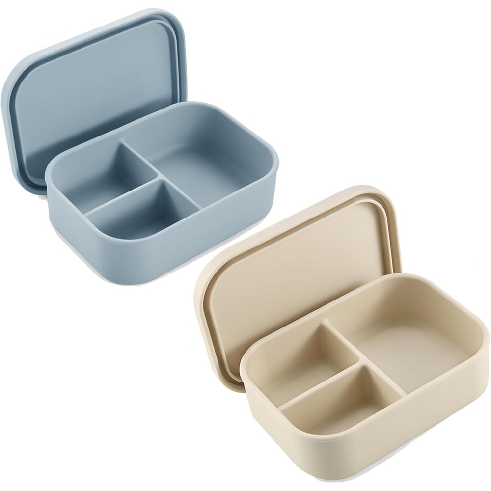 image:imagePandaEar 2 Pack Silicone Bento Lunch Box 3 Compartment Food Container