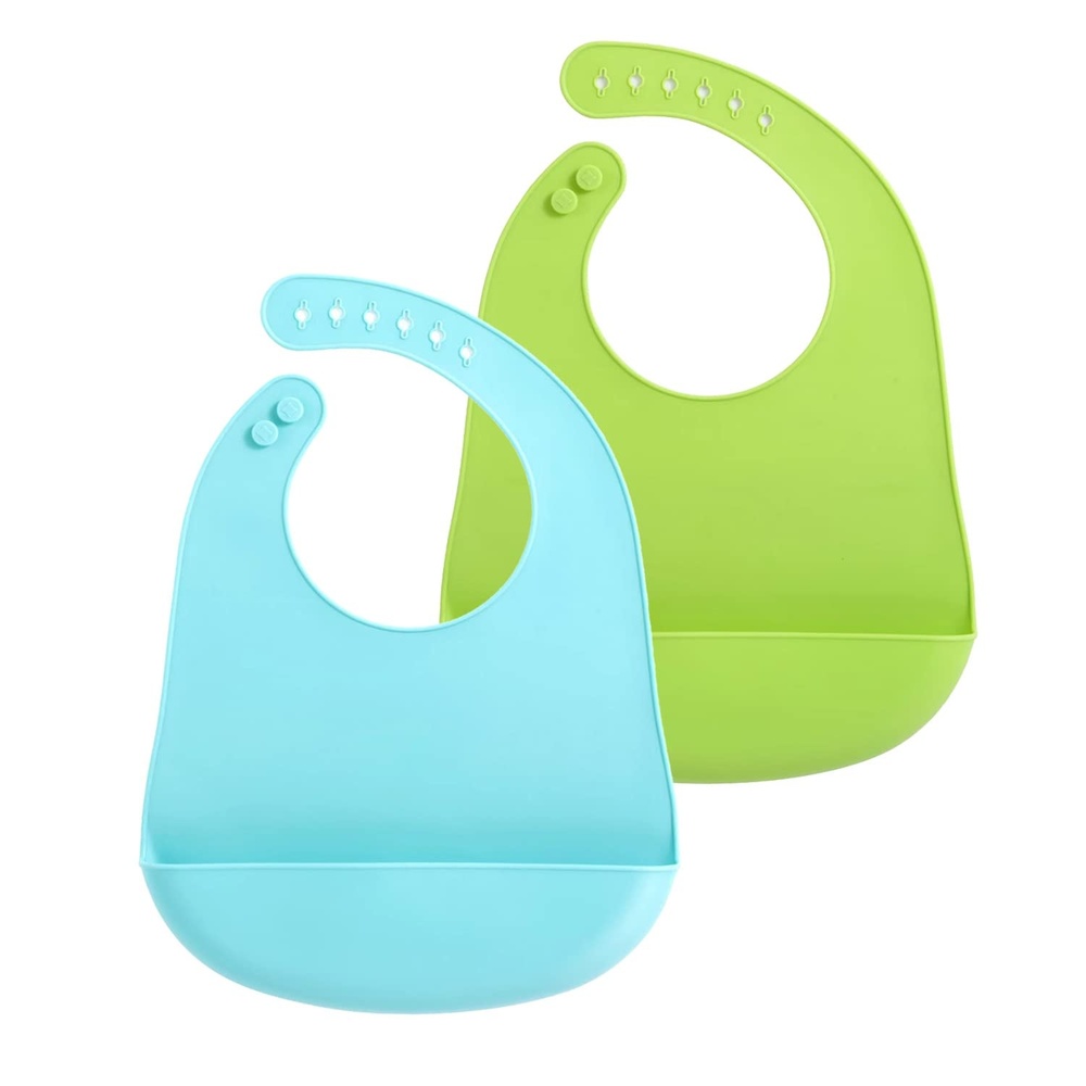 image:imagePandaEar 2Pack Silicone Baby Bibs with Food Catcher Pocket Waterproof