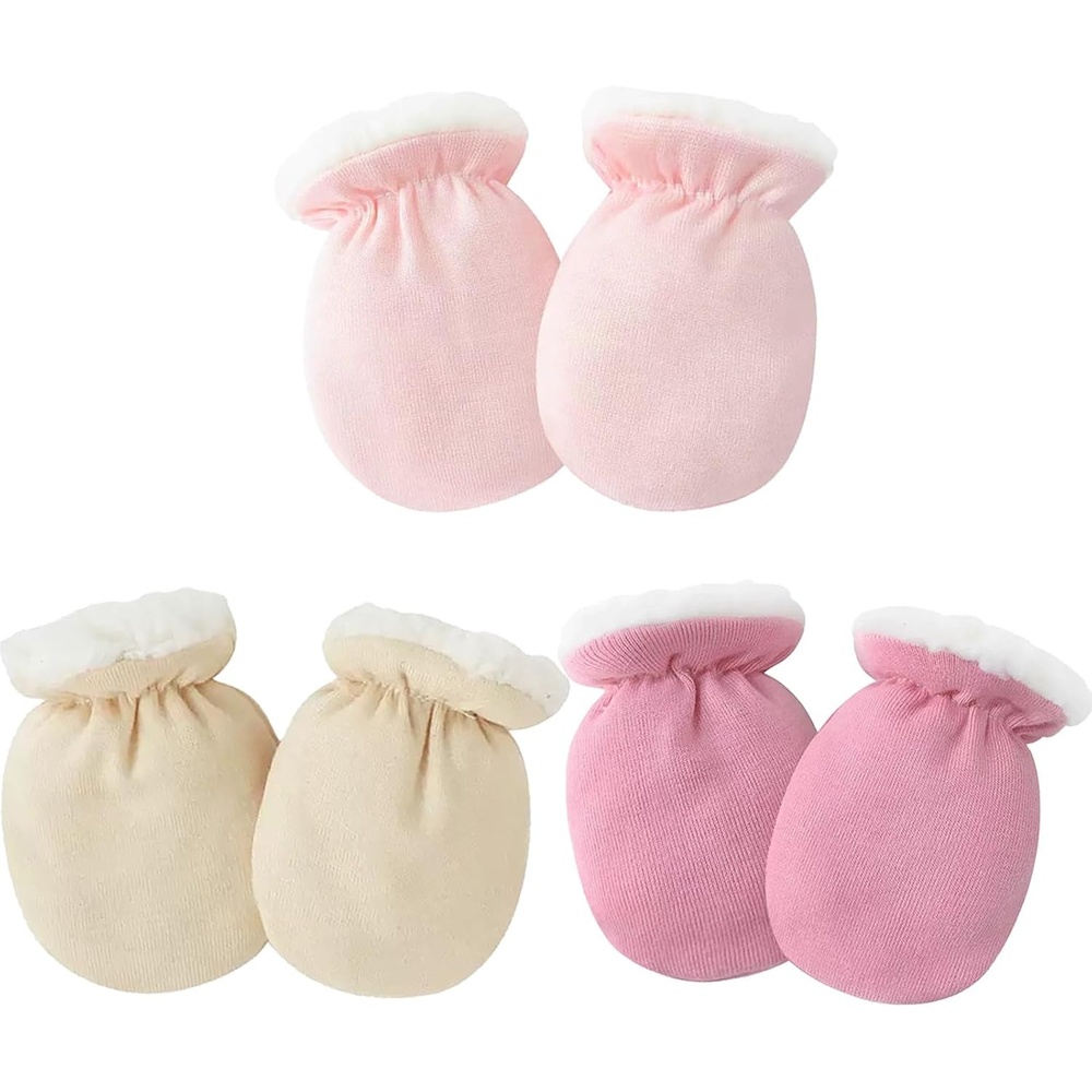 image:imagePandaEar 3 Pairs Baby Winter Mittens Newborn Gloves Warm Fleece Lined No Scratch Mittens for 012 Months Infants Girls