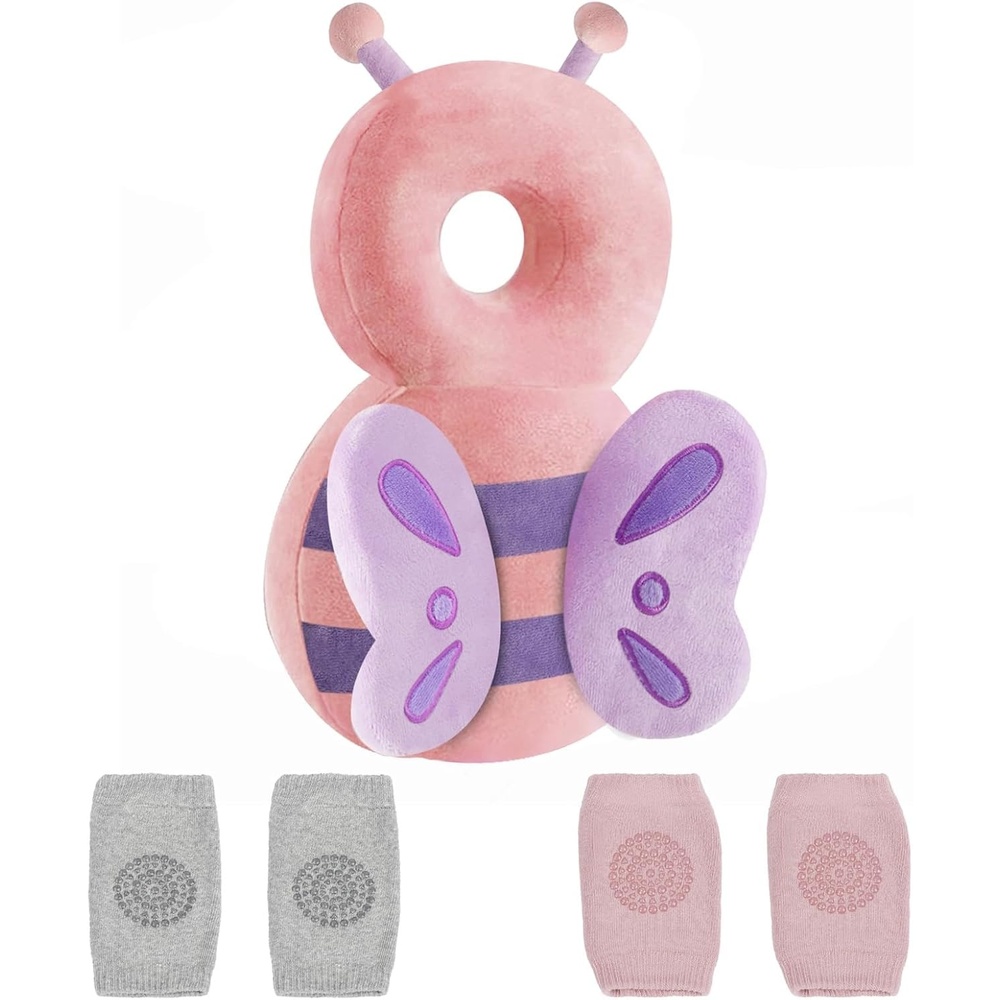 image:imagePandaEar Baby Head Protection Backpack with 2 Baby Knee Pads for Walking amp Crawling Toddler Walking Head Protector Adjustable Head Protector Pad Safety Cushion