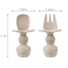 PandaEar 2 Pack Silicone Baby Straw & Snack Cup with 2 Spoons 2 Forks, Dual-Purpose Toddler Training Cups, Light Tan/Walnut(Light Tan/Walnut)