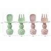 PandaEar 2 Pack Silicone Baby Straw & Snack Cup with 2 Spoons 2 Forks, Dual-Purpose Toddler Training Cups, Light Tan/Walnut(Pink Green)