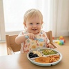 PandaEar 2 Pack Stainless Steel Baby Suction Plates with 2 Pack Spoons(Pink/Blue)