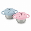 PandaEar 2 Pack Stainless Steel Toddler Snack Cups with Lids, 9 oz(Blue & Pink)