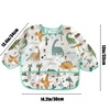PandaEar 3 Pack Baby Long Sleeve Bibs, Waterproof Toddler Smock for Eating & Arts, Sleeved Bib with Elastic Cuffs & Pocket, Fits 6-36 Months (Whale/Dinosaur)(White)