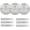 PandaEar 3 Pack Stainless Steel Baby Suction Plates With Lids(Blue/Green/Brown)
