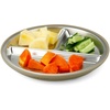 PandaEar 3 Pack Stainless Steel Baby Suction Plates With Lids(Linen/Brown/Tan)