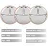 PandaEar 3 Pack Stainless Steel Baby Suction Plates With Lids(Pink/Linen/Light Pink)