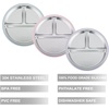 PandaEar 3 Pack Stainless Steel Baby Suction Plates With Lids(Pink/Purple/Blue)