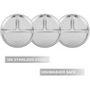 PandaEar 3 Pack Stainless Steel Divided Plates for Kids, 8.1” Portion Control Plates with 3 Compartments, Reusable Metal Dishes for Balanced Meals, Camping & Home Use (3, Silver)(Silver)