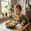 PandaEar 5 Pack Baby Long Sleeve Bibs| Waterproof Full Sleeve Bib for Baby Infant Toddler 6-36 Months(Green)
