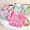PandaEar 5 Pack Baby Long Sleeve Bibs| Waterproof Full Sleeve Bib for Baby Infant Toddler 6-36 Months(Pink)