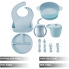 PandaEar 9 PCS Silicone Baby Feeding Set, Suction Plate & Utensils(Blue)