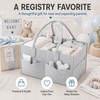 PandaEar Baby Diaper Caddy Organizer, Portable Diaper Holder Organizer Nursery Storage Basket for Wipes & baby stuff, Collapsible Baby Organizer with Divided Design (Grey)(Grey)