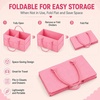 PandaEar Baby Diaper Caddy Organizer, Portable Diaper Holder Organizer Nursery Storage Basket for Wipes & baby stuff, Collapsible Baby Organizer with Divided Design (Grey)(Light Pink)