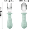 PandaEar Baby Feeding Set | 2 Pack Silicone Divided Suction Plate, 2 Set Toddler Spoons & Forks | Baby Led Weaning Supplies Self Feeding Eating Utensils | BPA-Free | Blue & Pink(Green & White)