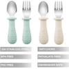 PandaEar Baby Feeding Set | 2 Pack Silicone Divided Suction Plate, 2 Set Toddler Spoons & Forks | Baby Led Weaning Supplies Self Feeding Eating Utensils | BPA-Free | Blue & Pink(Green & White)