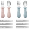 PandaEar Baby Feeding Set | 2 Pack Silicone Divided Suction Plate, 2 Set Toddler Spoons & Forks | Baby Led Weaning Supplies Self Feeding Eating Utensils | BPA-Free | Blue & Pink(Blue & Pink)