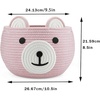 PandaEar Cotton Rope Baby Basket, Baby Gift Basket Nursery Laundry Organizer with Cute Bear Design for Storage Infant Newborn Essentials, Diaper Caddy with Handle (Brown)(Brown& Pink)