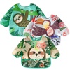 PandaEar 3 Pack Baby Long Sleeve Bibs, Waterproof Toddler Smock for Eating & Arts, Sleeved Bib with Elastic Cuffs & Pocket, Fits 6-36 Months (Whale/Dinosaur)(Green)