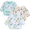 PandaEar (3 Pack Long Sleeve Bibs| Waterproof Full Sleeve Bib for Baby Infant Toddler 6-36 Months(Cactus)