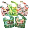 PandaEar 5 Pack Baby Bibs for Boys & Girls, Waterproof Adjustable Mealtime Bibs for Toddler 6-24 Months, Lightweight Soft(Green)