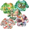 PandaEar 5 Pack Baby Long Sleeve Bibs| Waterproof Full Sleeve Bib for Baby Infant Toddler 6-36 Months(Green)