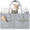 PandaEar Baby Diaper Caddy Organizer, Portable Diaper Holder Organizer Nursery Storage Basket for Wipes & baby stuff, Collapsible Baby Organizer with Divided Design (Grey)(Grey)