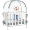 PandaEar Pop Up Crib Tent to Keep Baby from Climbing Out, Breathable Crib Net Mesh Canopy, Babies Crib Cover with Zipper, Easy Installation (Grey)(Gray)