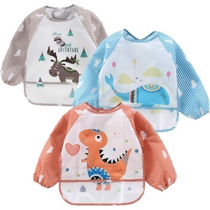 PandaEar (3 Pack Long Sleeve Bibs| Waterproof Full Sleeve Bib for Baby Infant Toddler 6-36 Months(Animal)