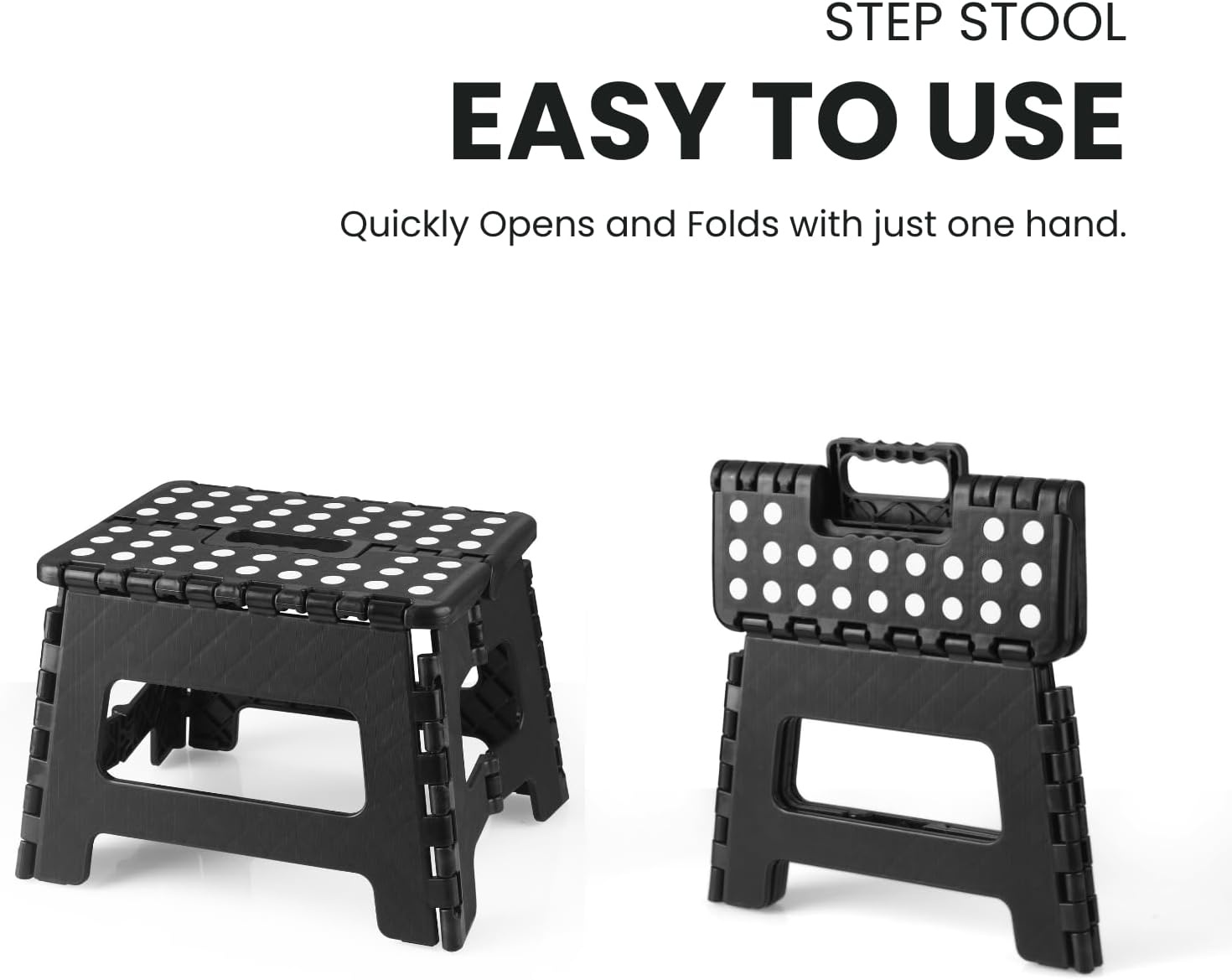image:imagePandaEar 2 Pack Home Folding Step Stool Lightweight Step Stool with 9 Inch Height for Kids Sturdy Foot Stool for Kitchen Bedroom Bathroom amp Bathroom Black