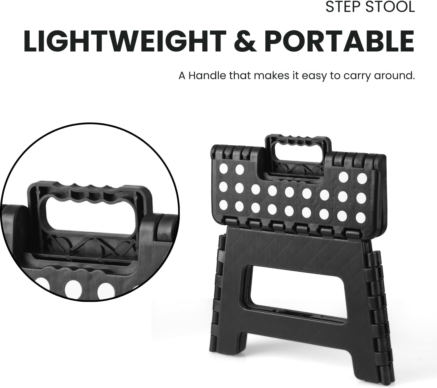 image:imagePandaEar 2 Pack Home Folding Step Stool Lightweight Step Stool with 9 Inch Height for Kids Sturdy Foot Stool for Kitchen Bedroom Bathroom amp Bathroom Black