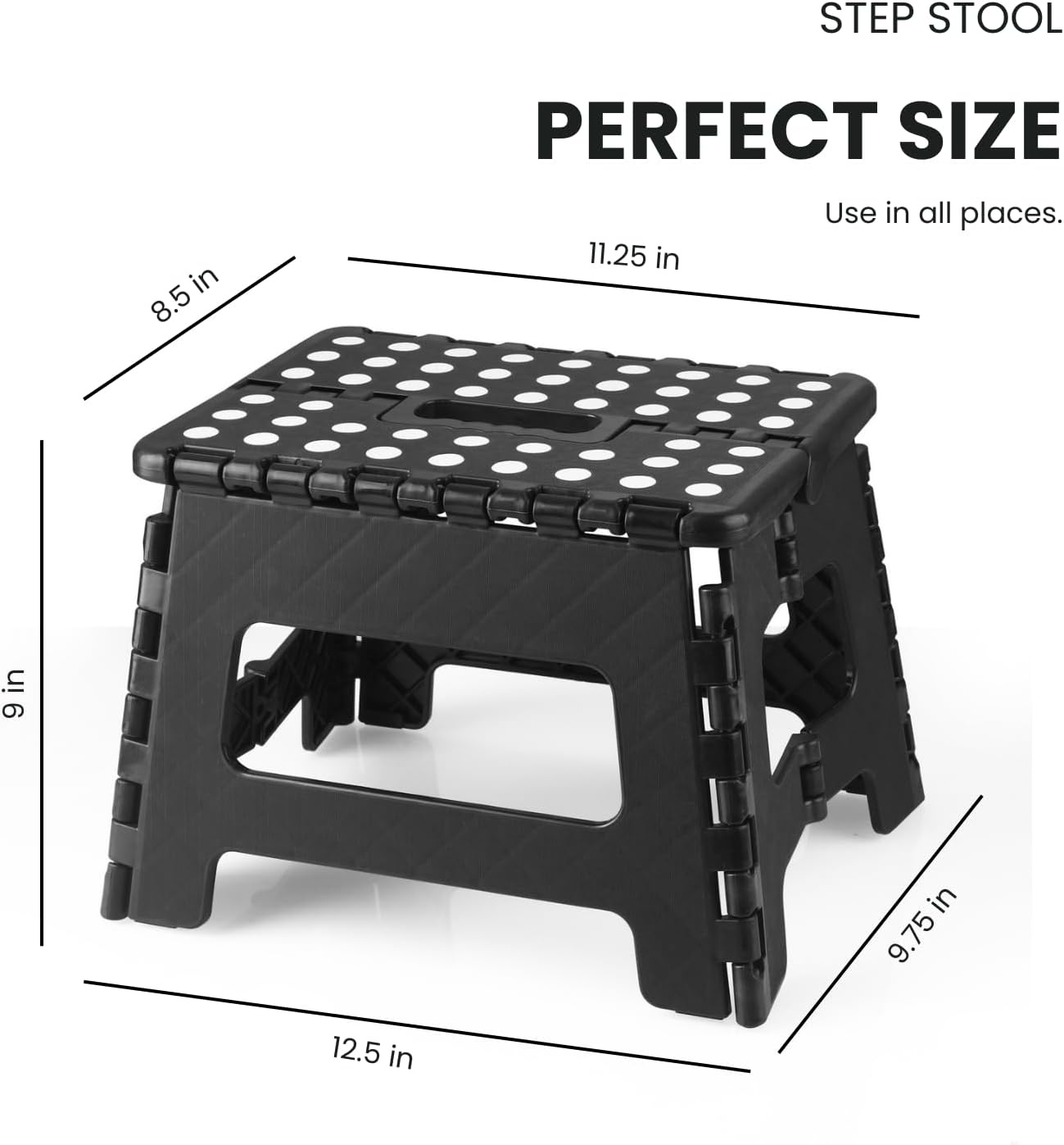 image:imagePandaEar 2 Pack Home Folding Step Stool Lightweight Step Stool with 9 Inch Height for Kids Sturdy Foot Stool for Kitchen Bedroom Bathroom amp Bathroom Black