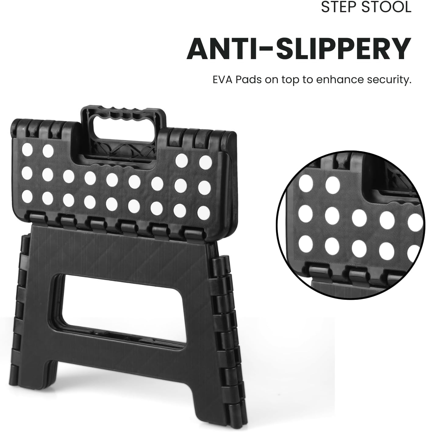 image:imagePandaEar 2 Pack Home Folding Step Stool Lightweight Step Stool with 9 Inch Height for Kids Sturdy Foot Stool for Kitchen Bedroom Bathroom amp Bathroom Black