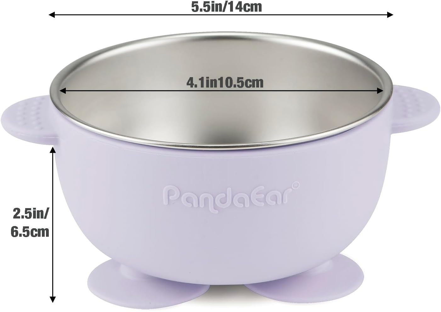 image:imagePandaEar 3 Pack Stainless Steel Suction Bowls NonSlip Kids BPA Free