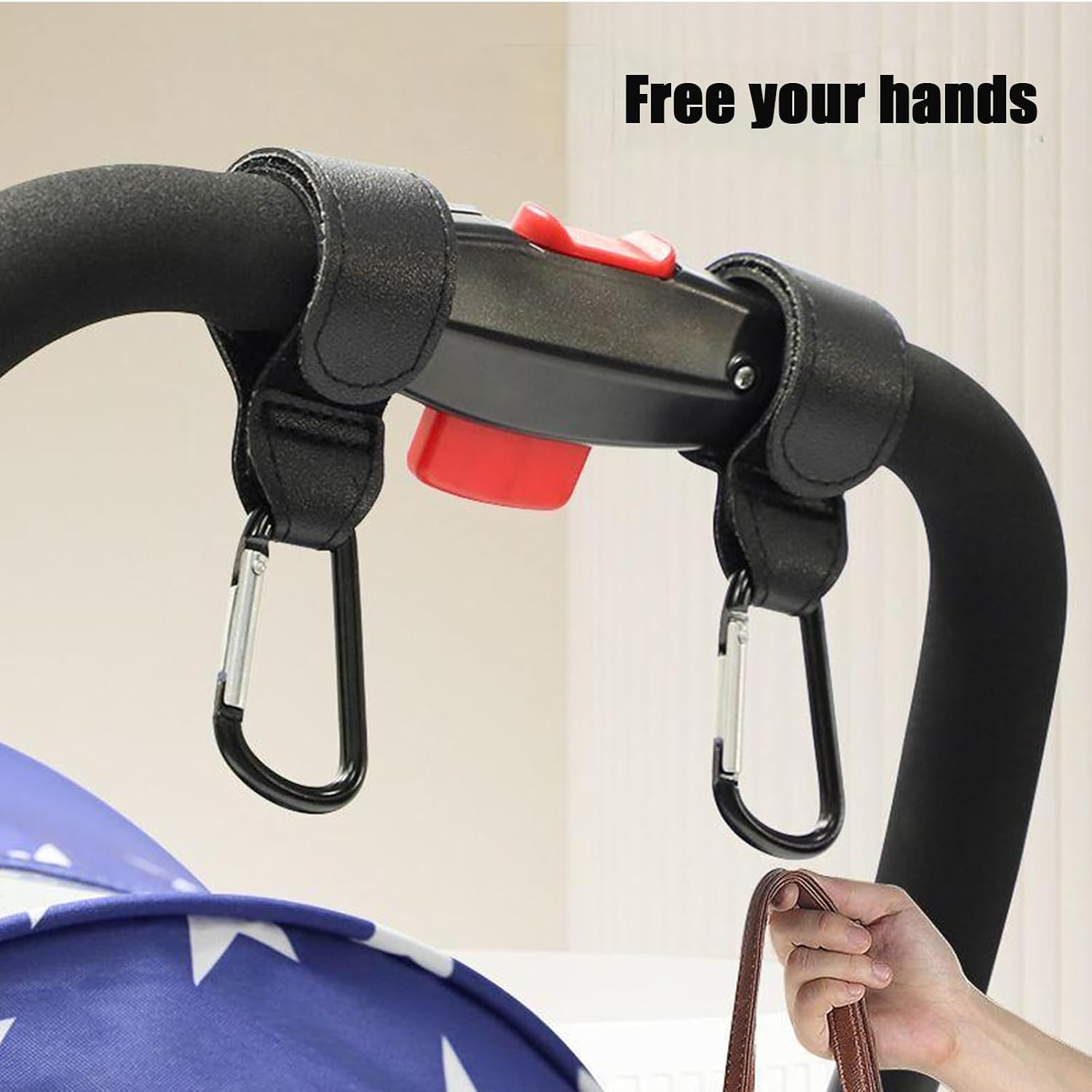 image:imagePandaEar 3 Pack Universal Stroller Hooks for Bags Heavy Duty Stroller Organizer Hooks for Shopping Bags Purses Baby Bags Adjustable Stroller AccessoriesBlack