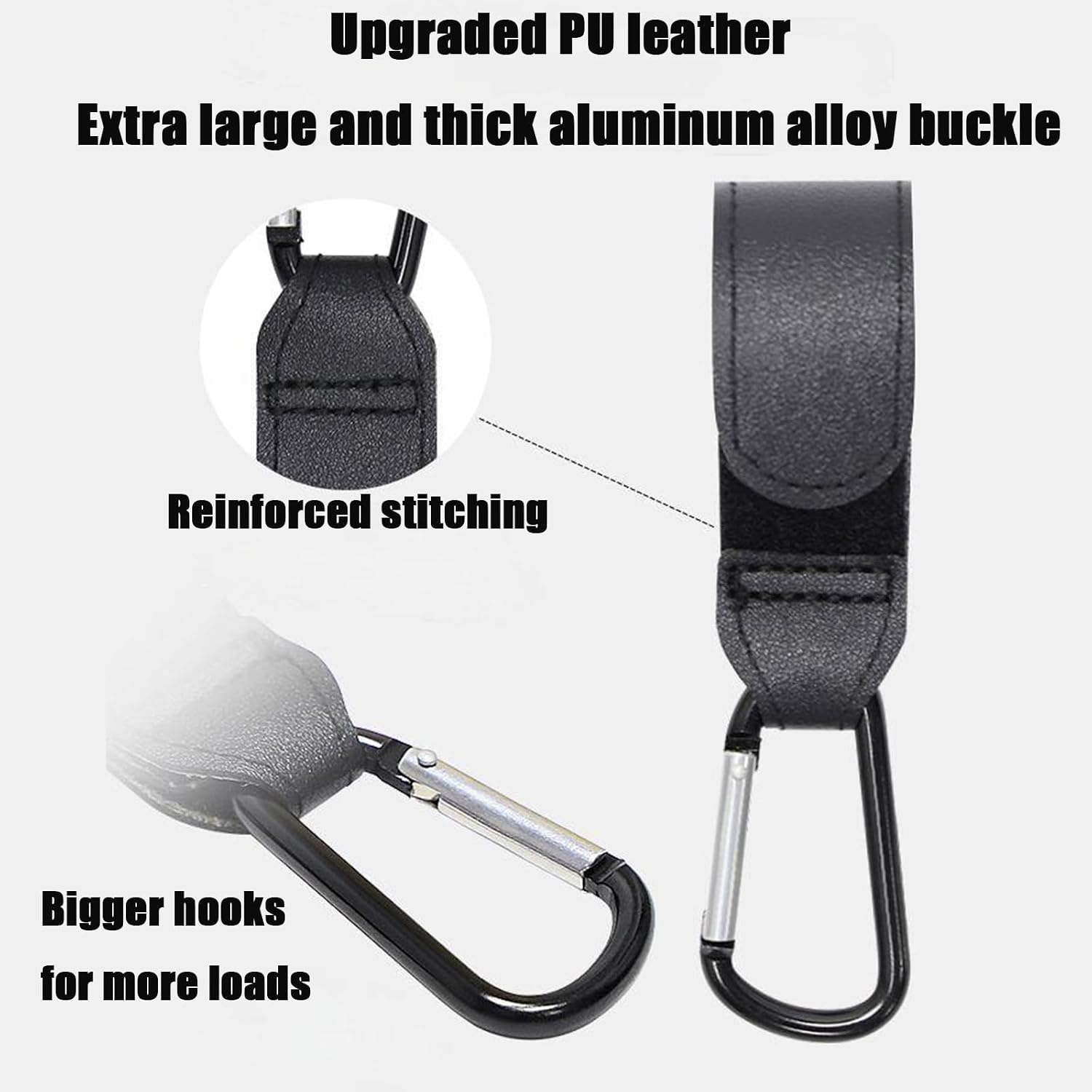 image:imagePandaEar 3 Pack Universal Stroller Hooks for Bags Heavy Duty Stroller Organizer Hooks for Shopping Bags Purses Baby Bags Adjustable Stroller AccessoriesBlack