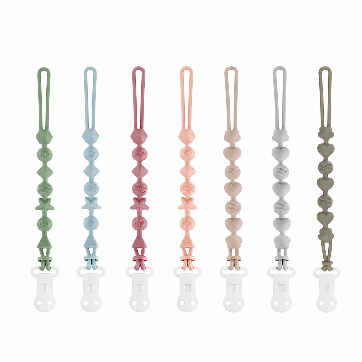 image:imagePandaEar 7 Pack Silicone Pacifier Clips Pacifier Holder with One Piece Design