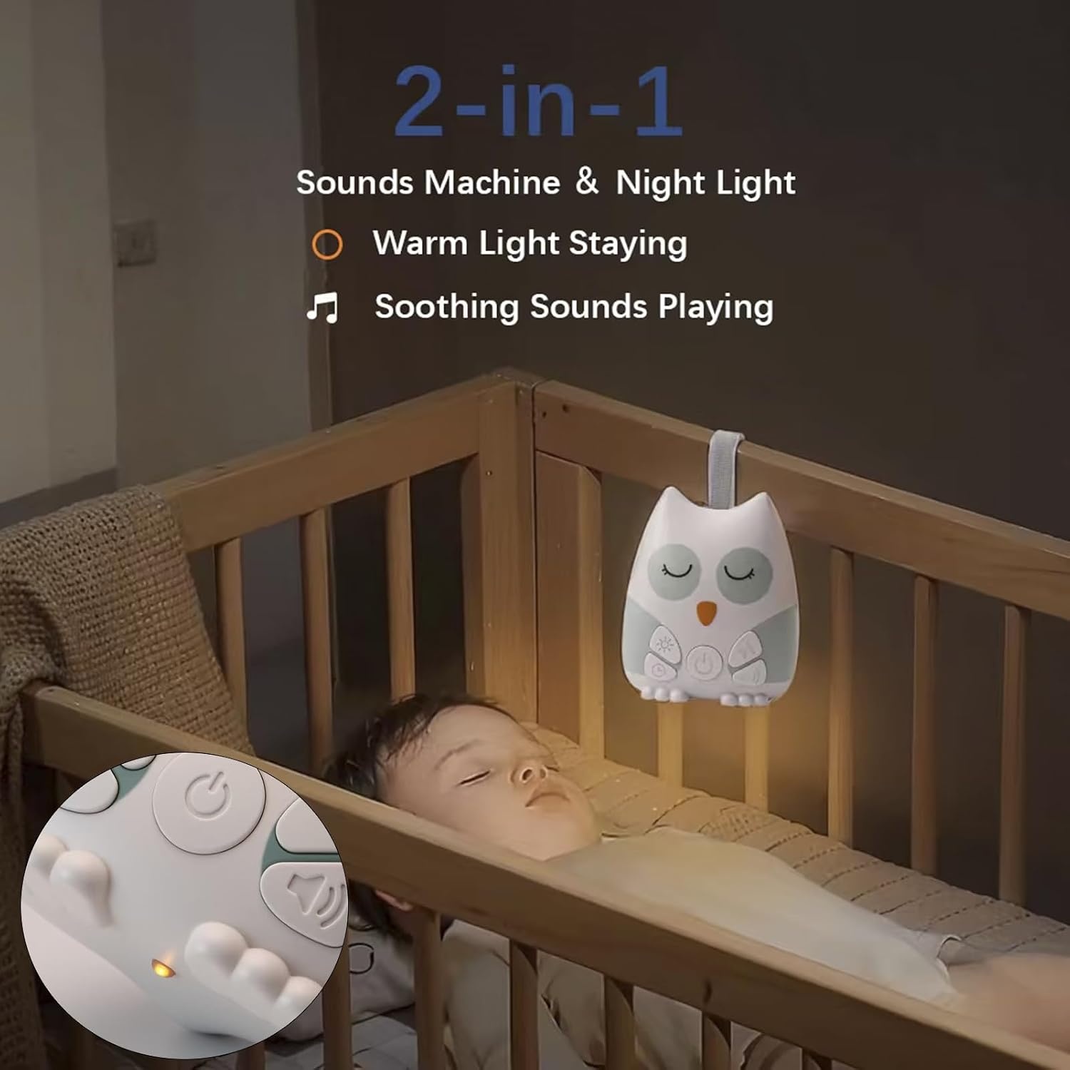 image:imagePandaEar Owl Noise Machine for Baby Night Light Portable USB Interface