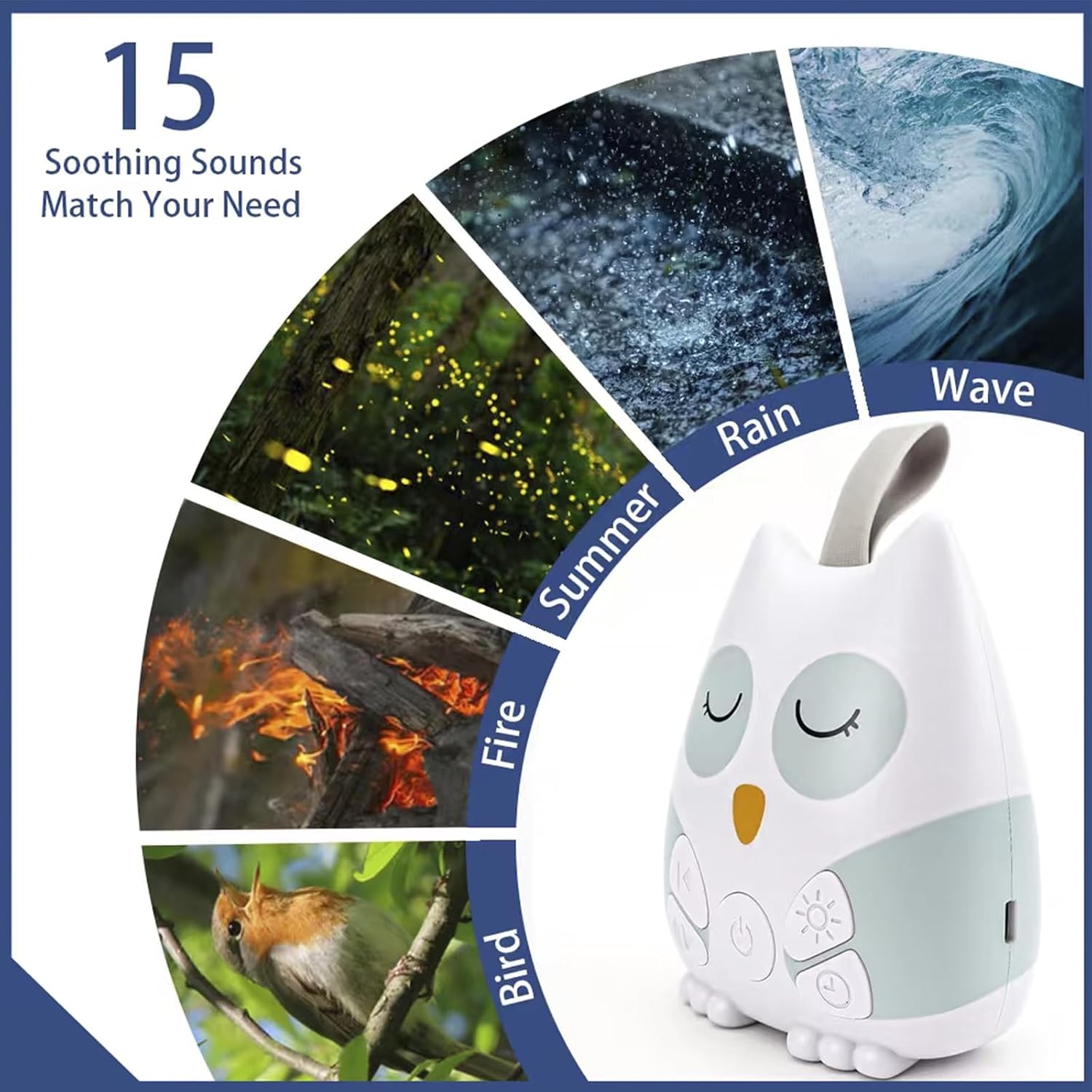 image:imagePandaEar Owl Noise Machine for Baby Night Light Portable USB Interface
