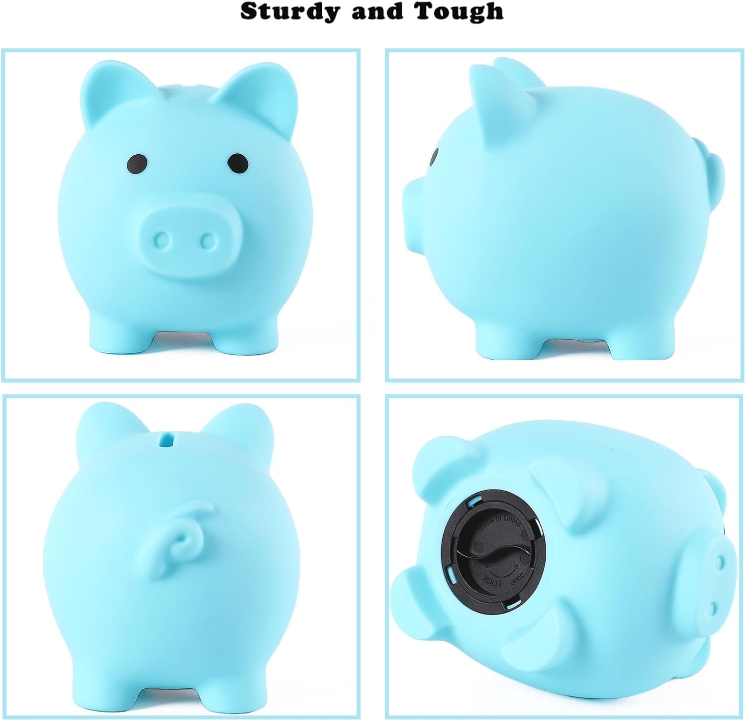 image:imagePandaEar Piggy Bank Unbreakable Cute Plastic Coin Bank for Boys amp Girls Large Money Saving Bank Shatterproof Pig Money Box Fun Gift for Children Birthday Christmas Halloween BlueBlue