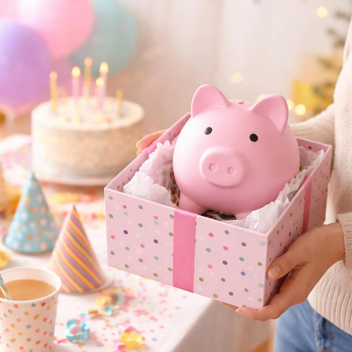 image:imagePandaEar Piggy Bank Unbreakable Cute Plastic Coin Bank for Boys amp Girls Large Money Saving Bank Shatterproof Pig Money Box Fun Gift for Children Birthday Christmas Halloween BluePink Large