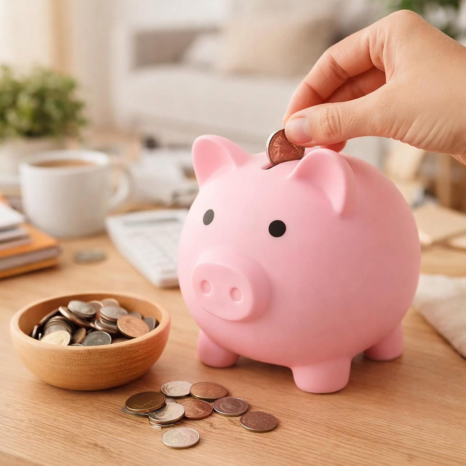 image:imagePandaEar Piggy Bank Unbreakable Cute Plastic Coin Bank for Boys amp Girls Large Money Saving Bank Shatterproof Pig Money Box Fun Gift for Children Birthday Christmas Halloween BluePink Large