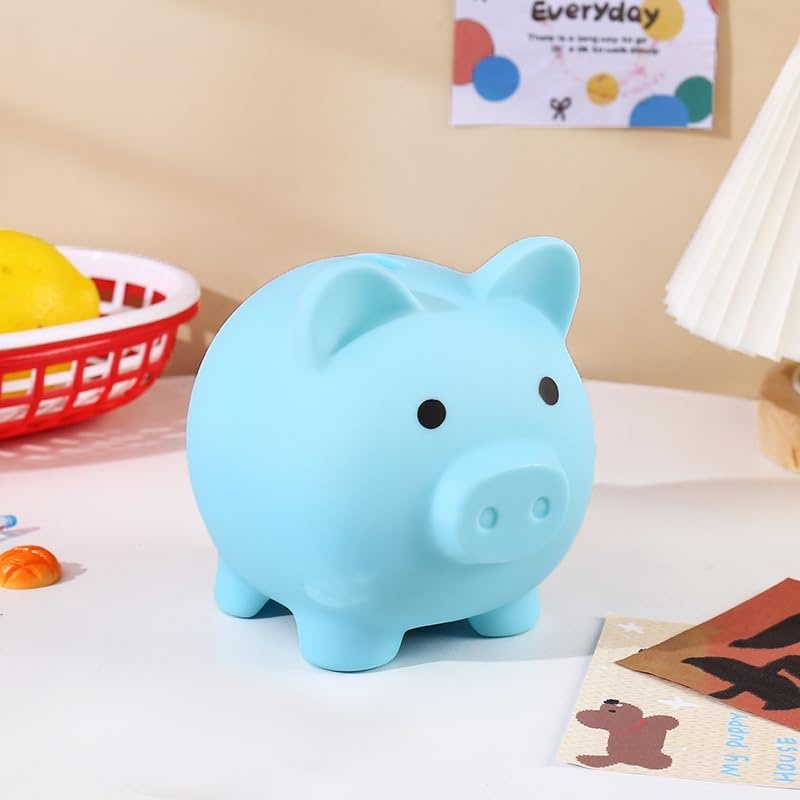 image:imagePandaEar Piggy Bank Unbreakable Cute Plastic Coin Bank for Boys amp Girls Large Money Saving Bank Shatterproof Pig Money Box Fun Gift for Children Birthday Christmas Halloween BlueBlue