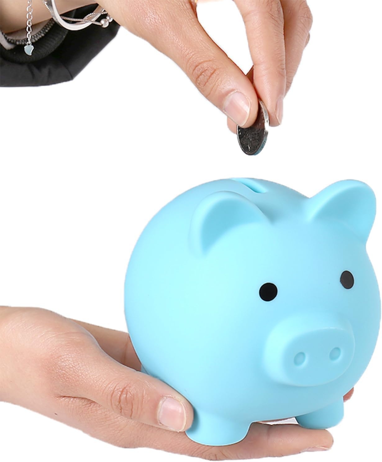 image:imagePandaEar Piggy Bank Unbreakable Cute Plastic Coin Bank for Boys amp Girls Large Money Saving Bank Shatterproof Pig Money Box Fun Gift for Children Birthday Christmas Halloween BlueBlue