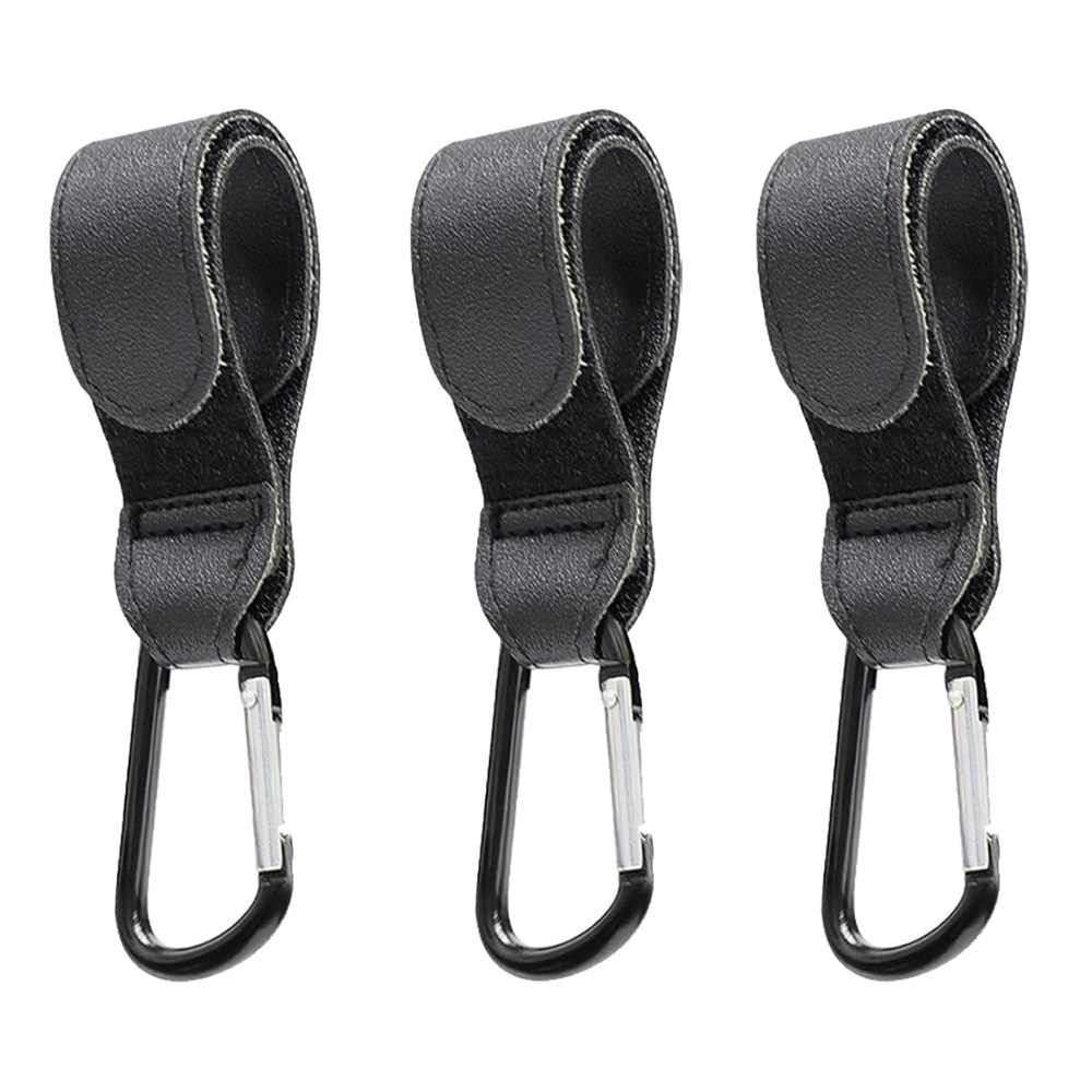 image:imagePandaEar 3 Pack Universal Stroller Hooks for Bags Heavy Duty Stroller Organizer Hooks for Shopping Bags Purses Baby Bags Adjustable Stroller AccessoriesBlack