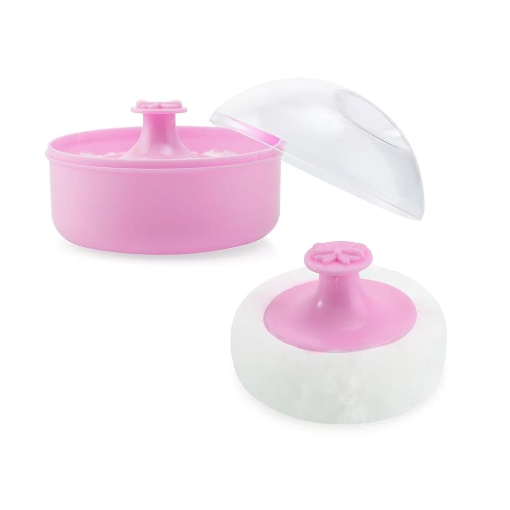 image:imagePandaEar Baby Body Cosmetic Powder Puff Baby Powder Box Soft Body Powder Puff and Container Case for Baby Pink