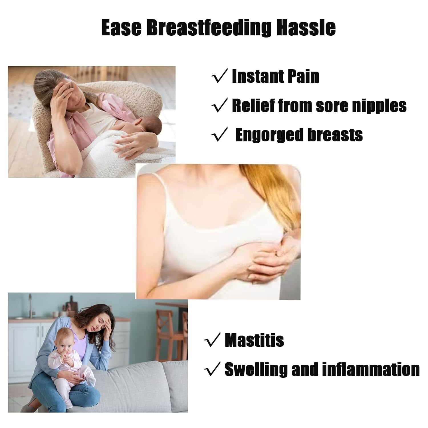 image:imagePandaEar 2 Pack Breast Therapy Pads Hot amp Cold Gel Packs for Nursing